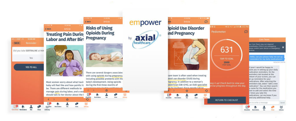 display of Empower app Neonatal Abstinence Syndrome content